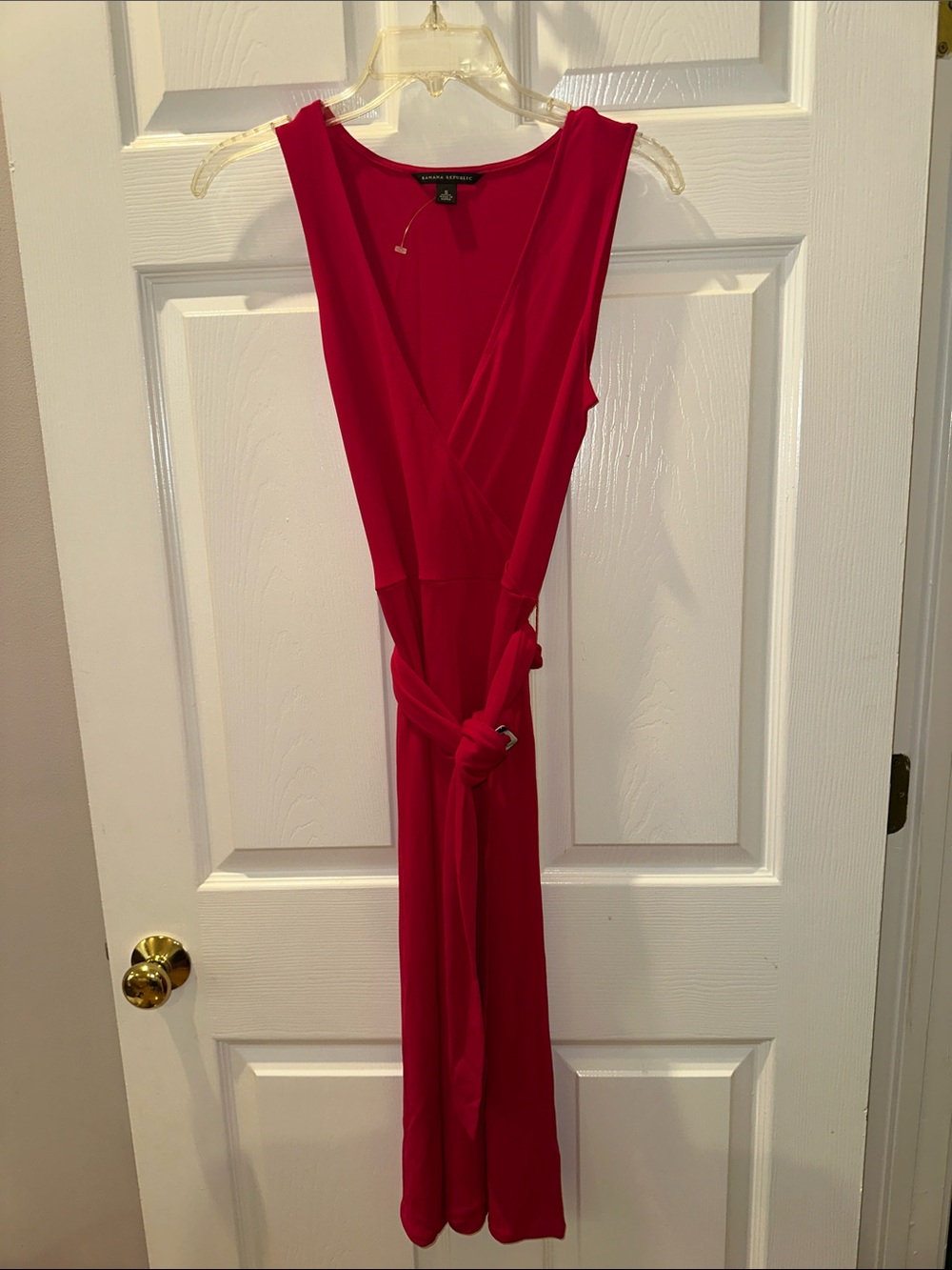 Banana Republic Sleeveless Red Maxi Wrap Dress